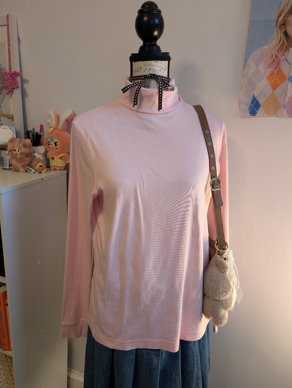 croft & barrow Soft Pink Long-Sleeve Mock Neck Top